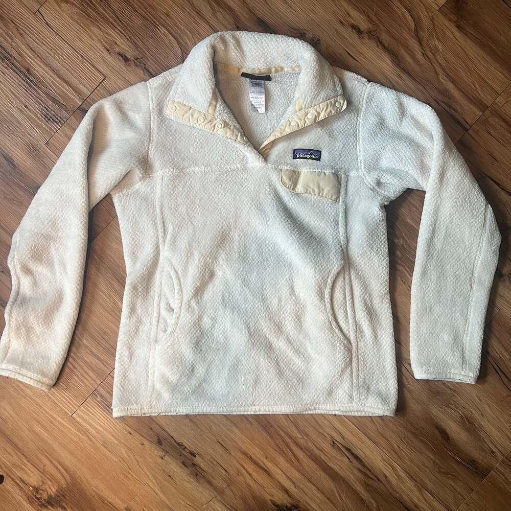 Patagonia Soft Cream T-Snap Re-tool PolarTec Long Sleeve Pullover Size Small